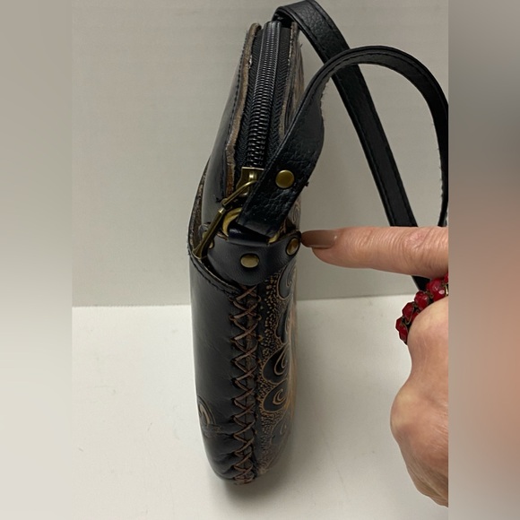 Blue Heart Owl Cross-body Purse Hand tooled Leather Multicolored - Picture 8 of 16